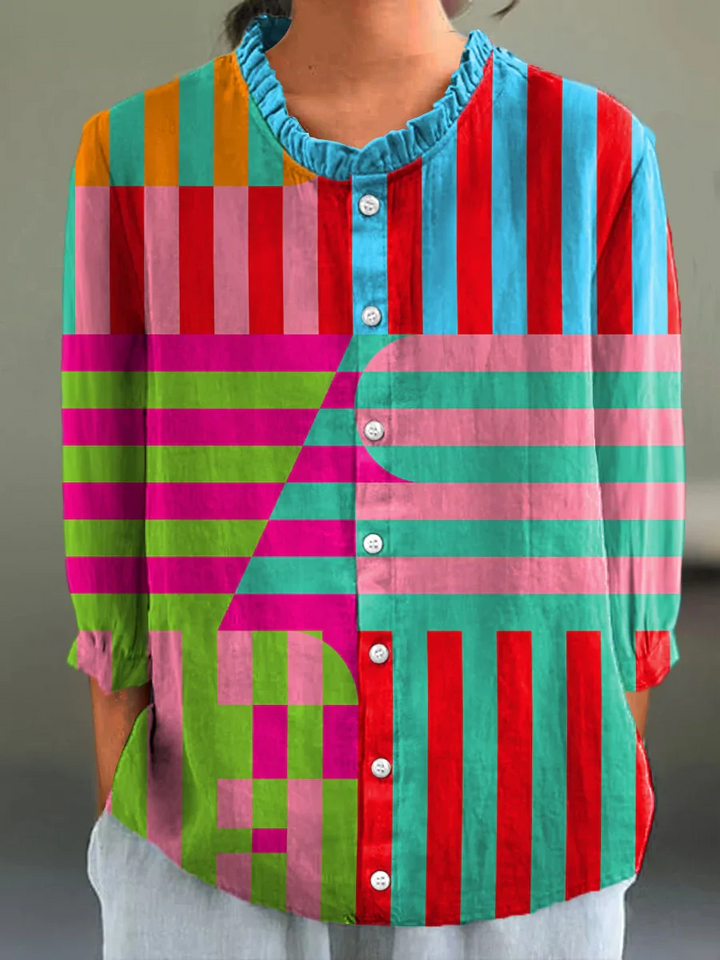 Merry | Vintage Floral Cotton-Linen Shirt