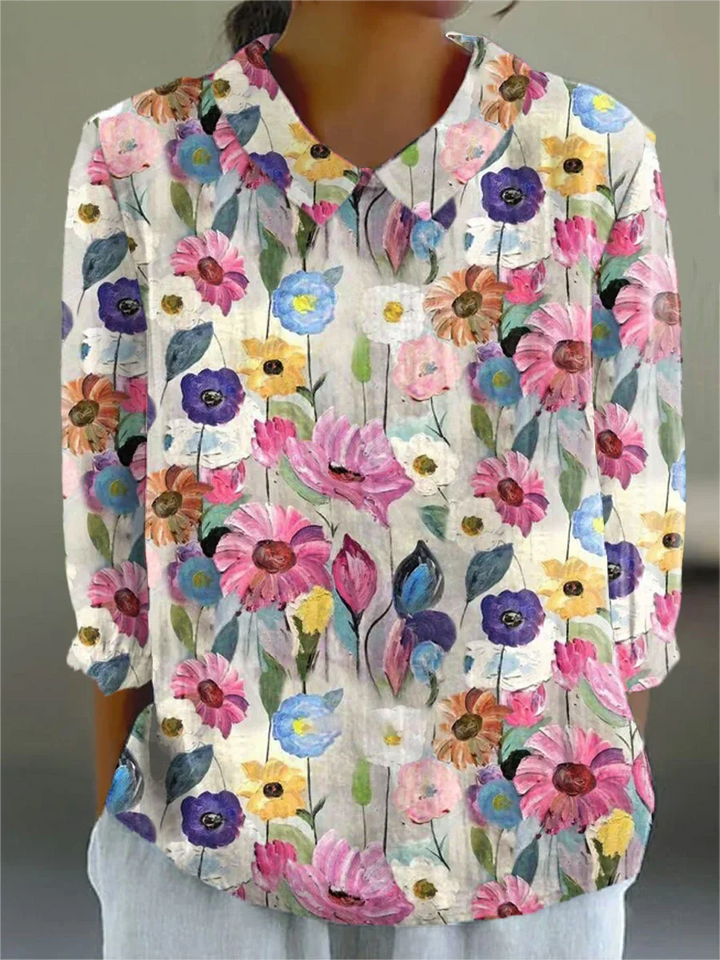 Merry | Vintage Floral Cotton-Linen Shirt