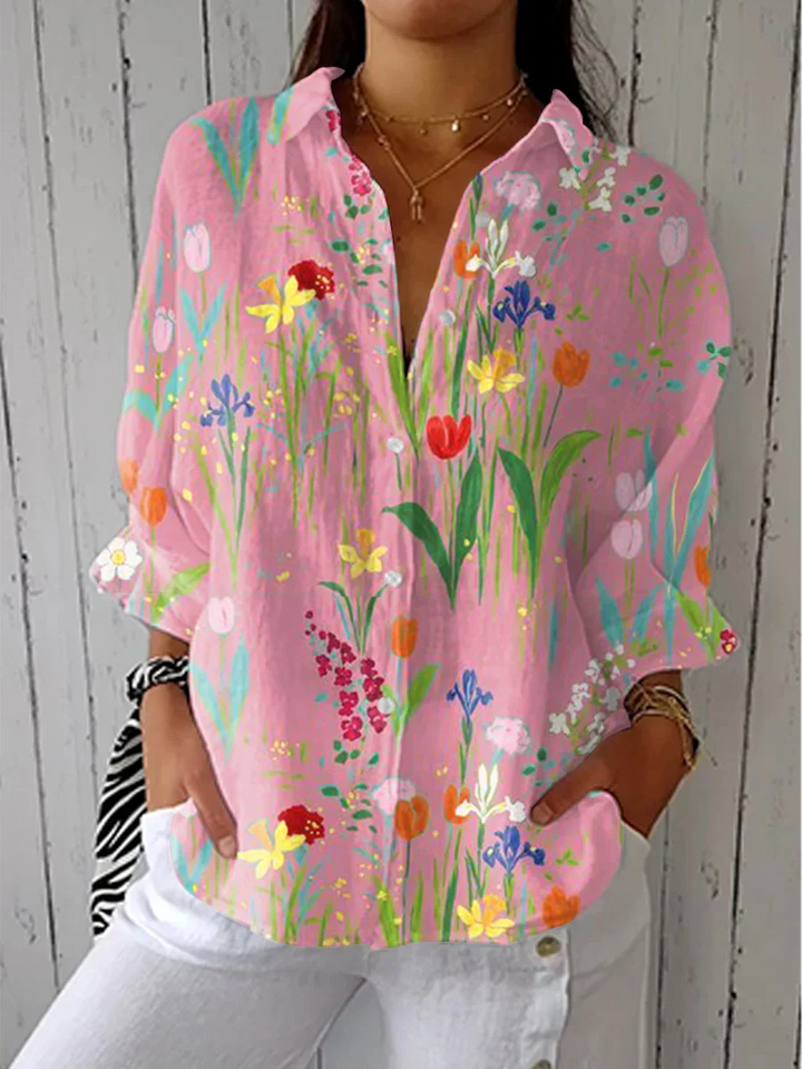 Kyla | Vintage Floral Cotton-Linen Shirt