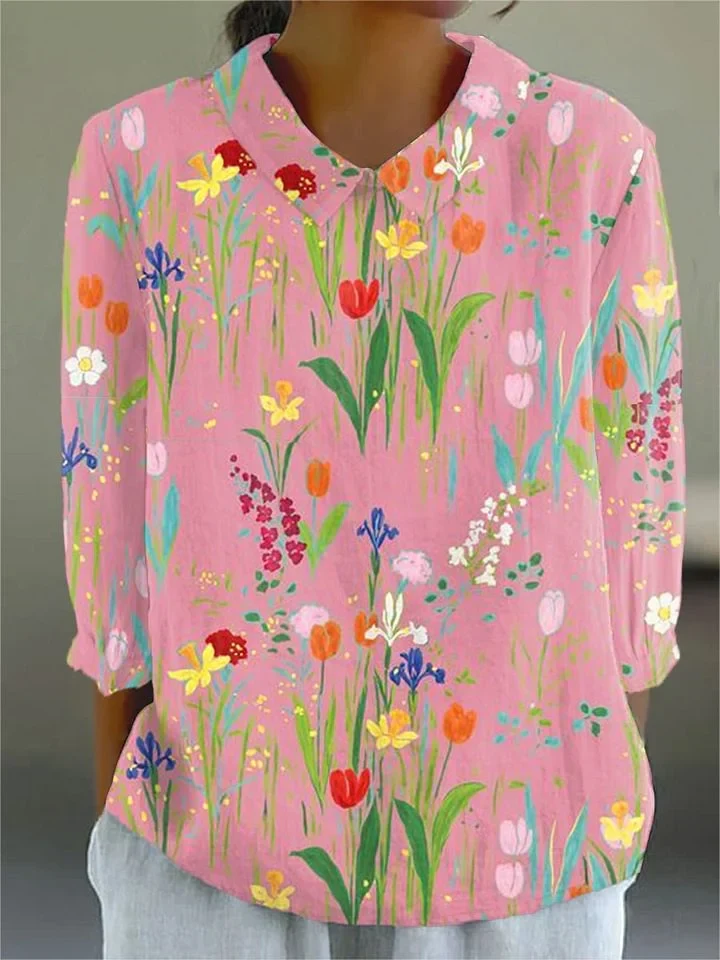 Kyla | Vintage Floral Cotton-Linen Shirt
