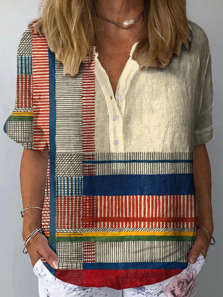 Merry | Vintage Floral Cotton-Linen Shirt