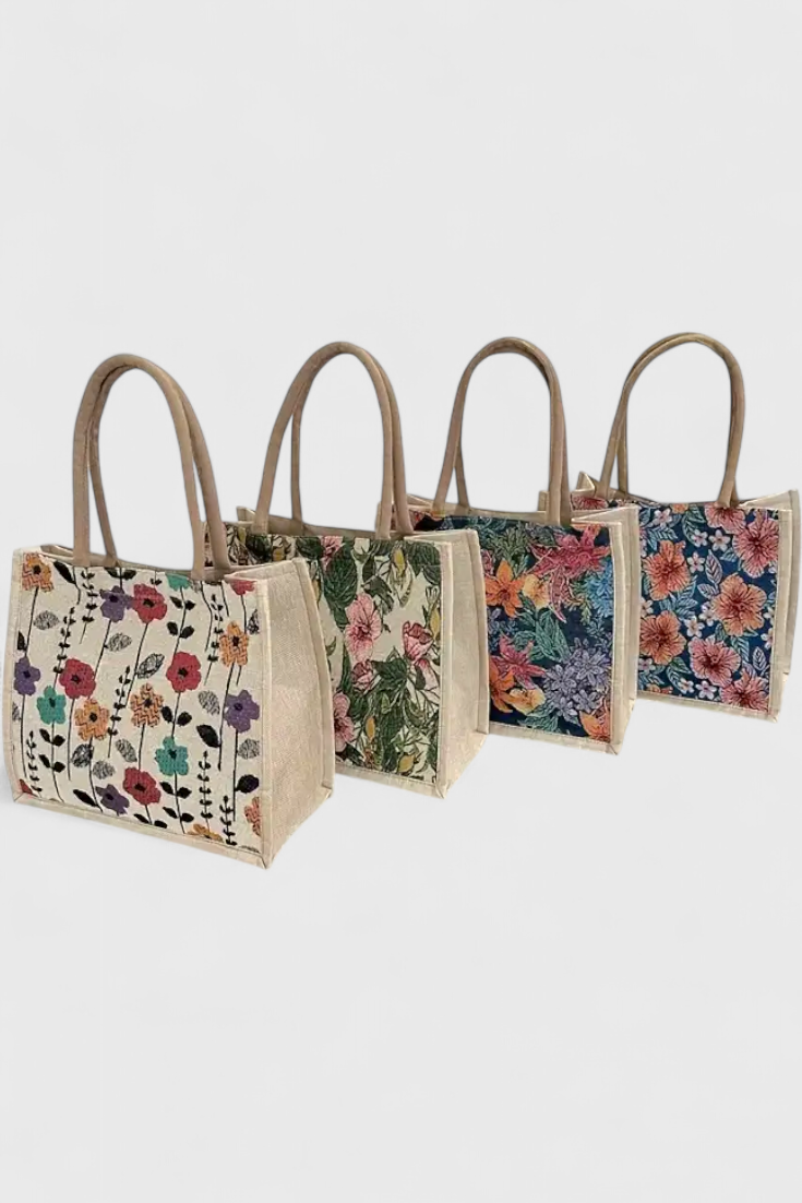 Taila Jute Bag with Floral Print and Eco-Friendly Design