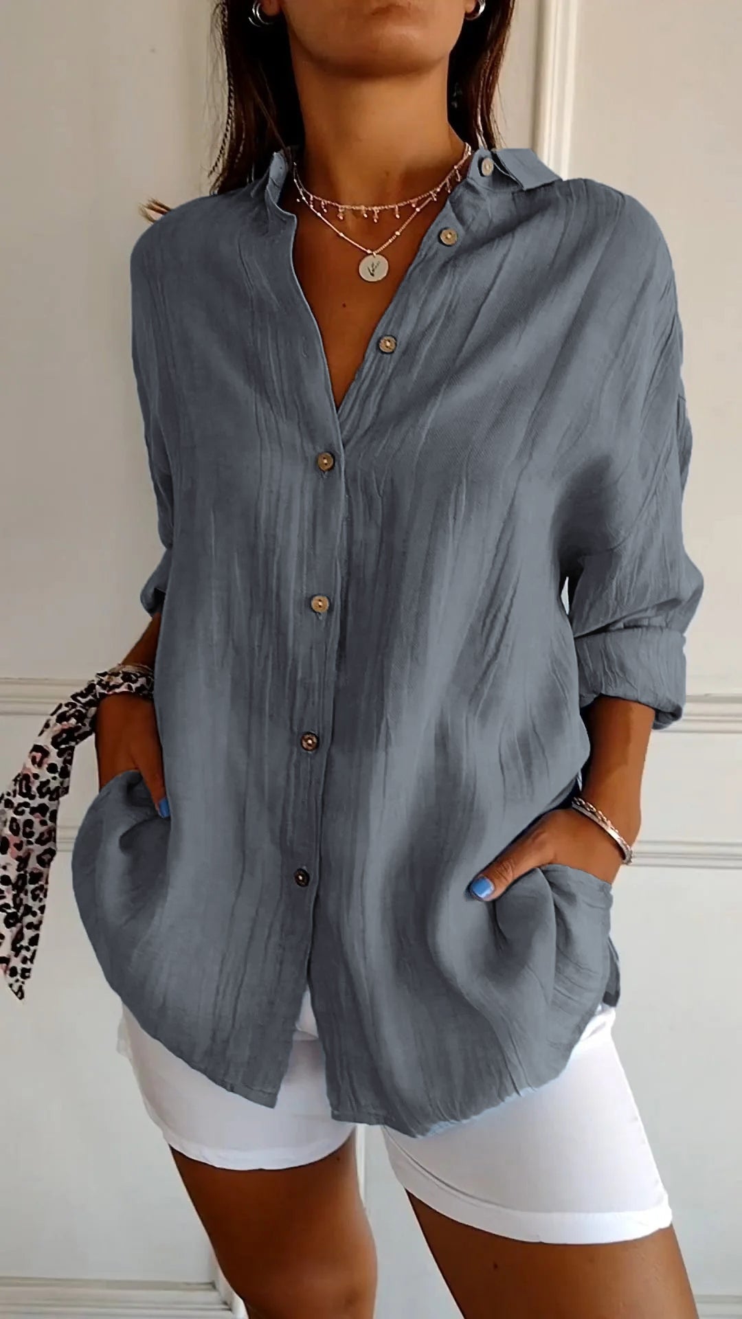 JOSEPHINE – ELEGANT RELAXED-FIT PLEATED BLOUSE