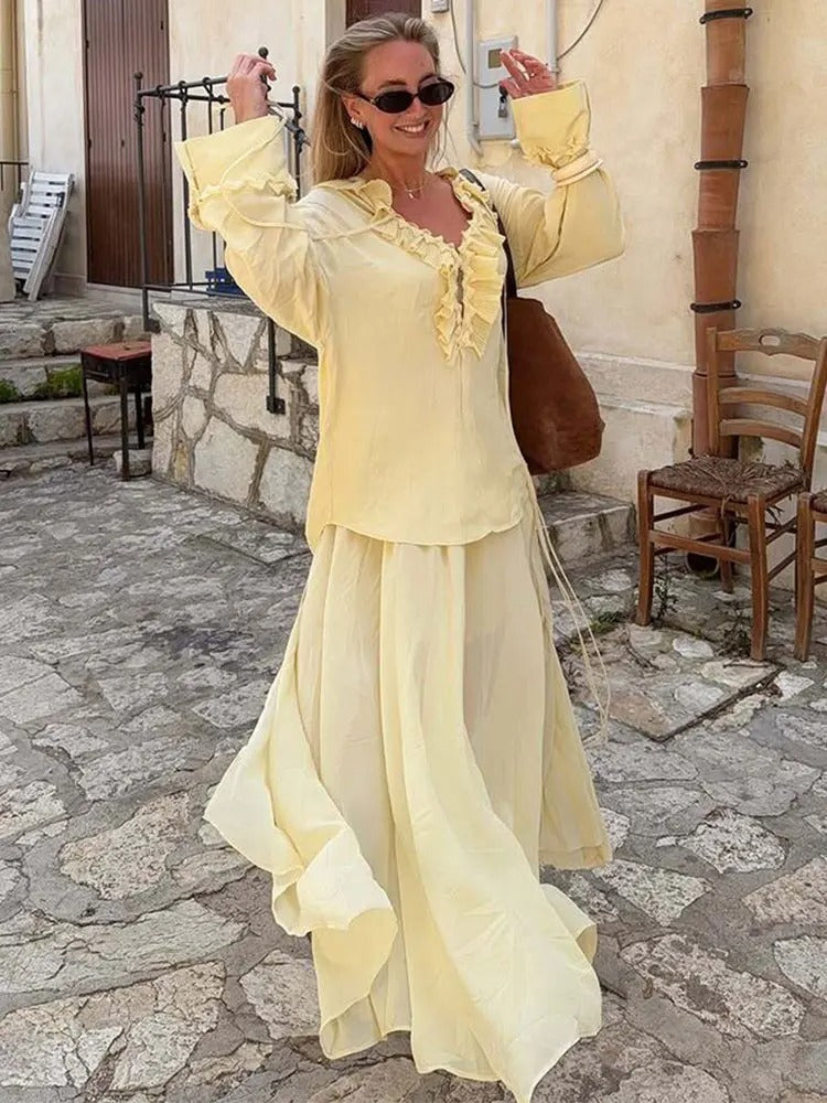 Avery™ - Elegant Vintage Top and Skirt Set