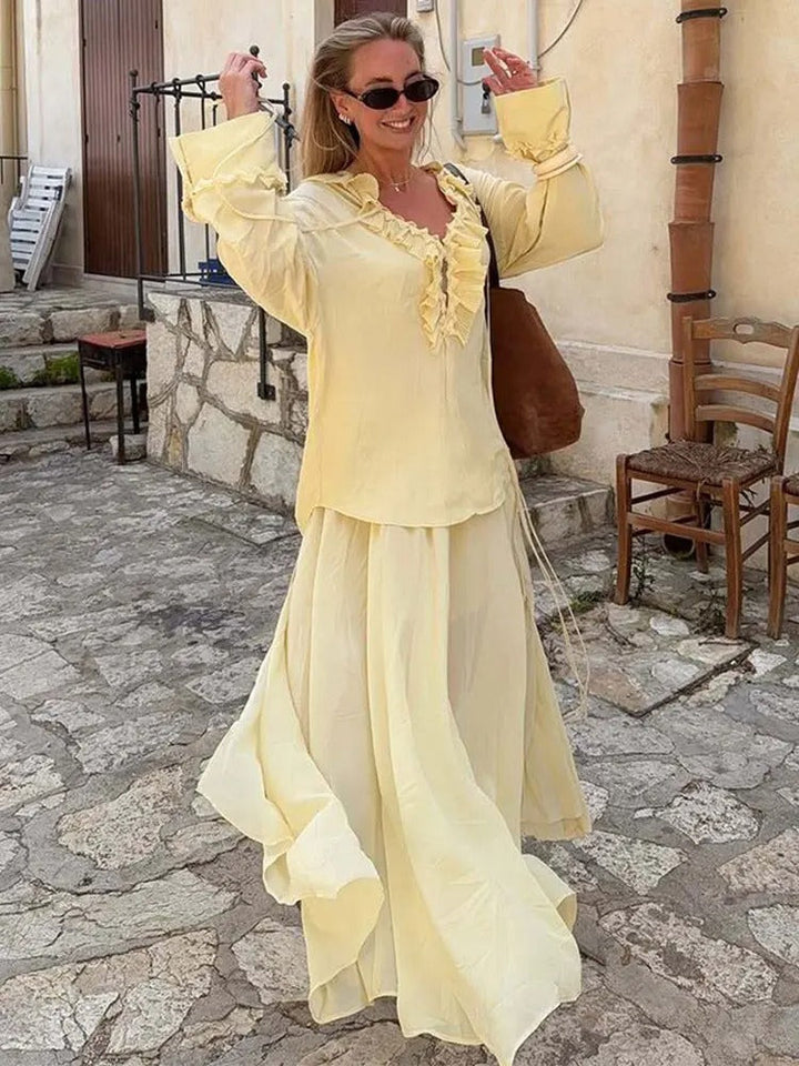 Avery™ - Elegant Vintage Top and Skirt Set