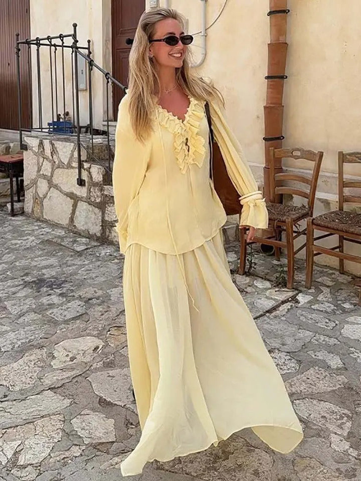 Avery™ - Elegant Vintage Top and Skirt Set