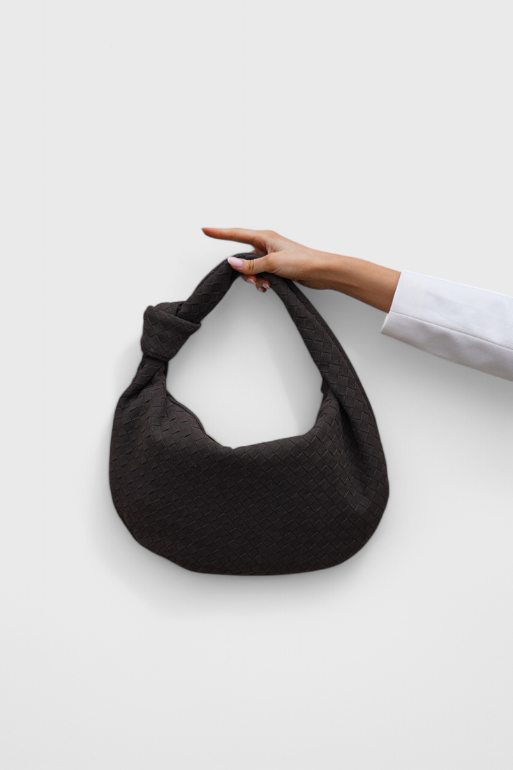Lila Medium Woven Bag with Knot Detail