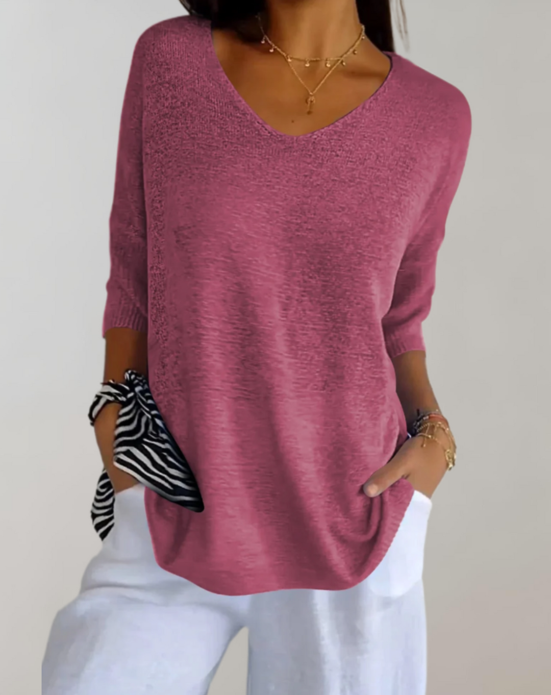 Shelia | Knitted Top With V-Neck