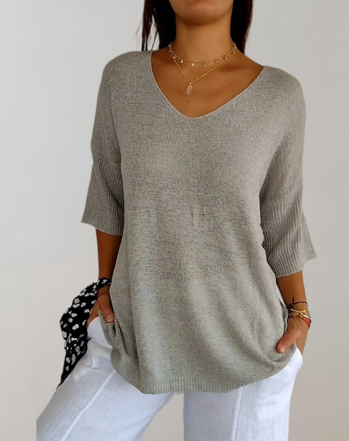 Shelia | Knitted Top With V-Neck