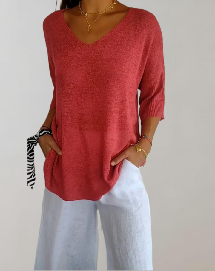 Shalia | Knitted Top With V-Neck