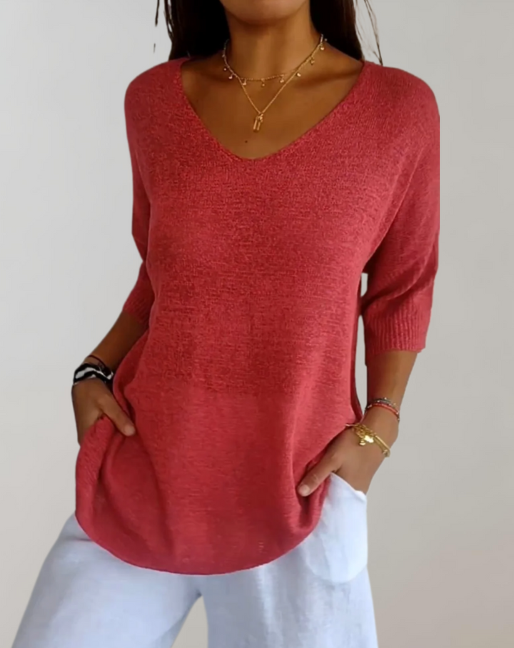 Shelia | Knitted Top With V-Neck