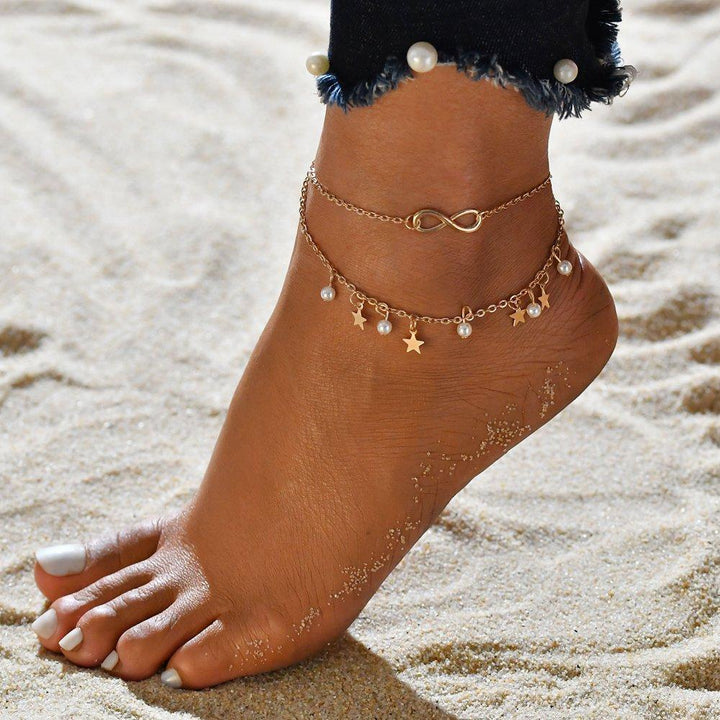 BRENDA™ - Infinity Anklet Bracelet + Pearls and Stars