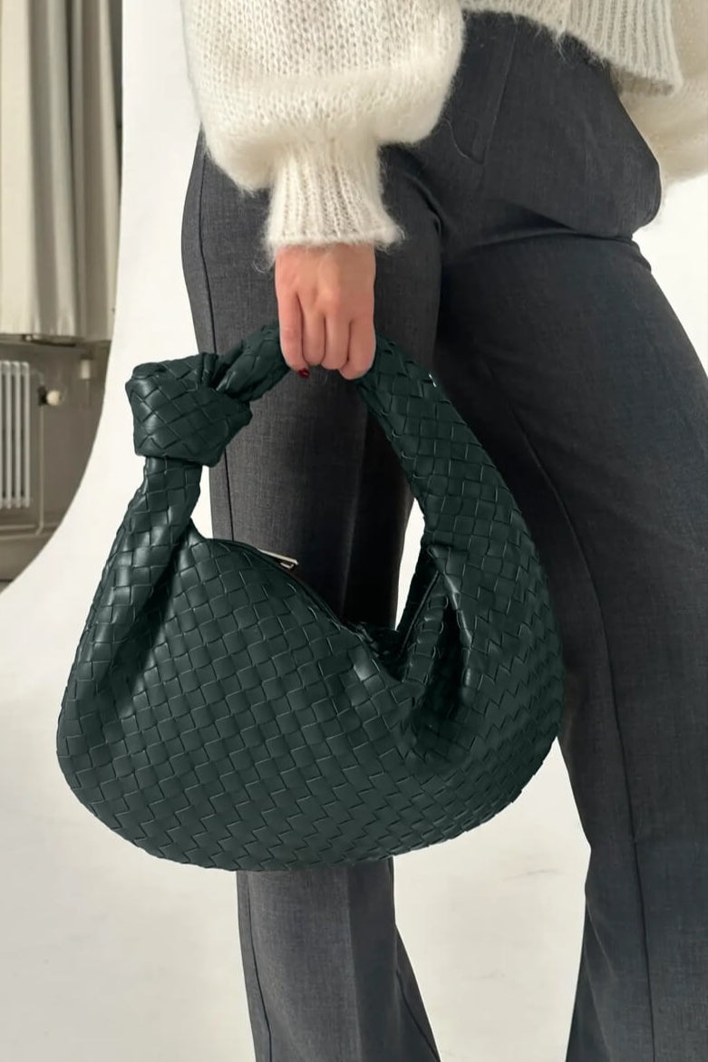Sage Medium Woven Shoulder Bag