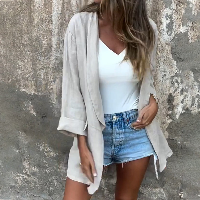 Donna - Blazer with unique design of cotton and linen for women