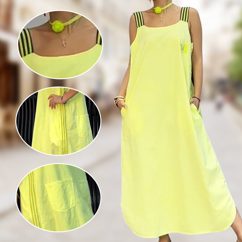 Allyson - Wide Strap Maxi Dress With Pockets