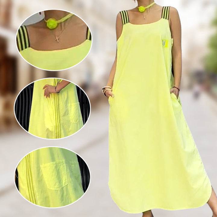 Allyson - Wide Strap Maxi Dress With Pockets