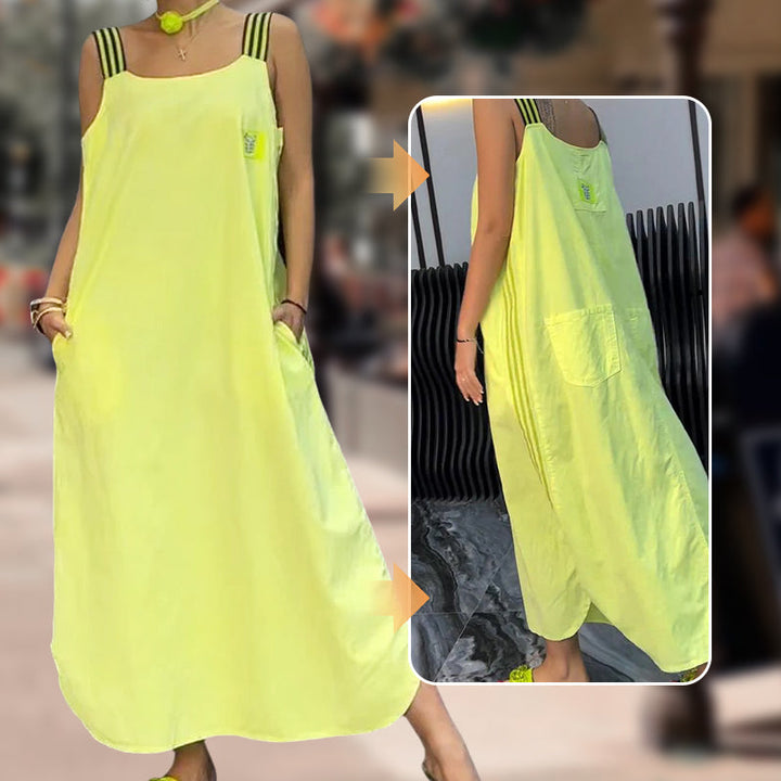 Allyson - Wide Strap Maxi Dress With Pockets
