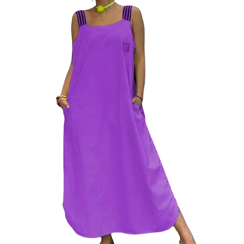 Allyson - Wide Strap Maxi Dress With Pockets