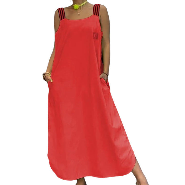 Allyson - Wide Strap Maxi Dress With Pockets