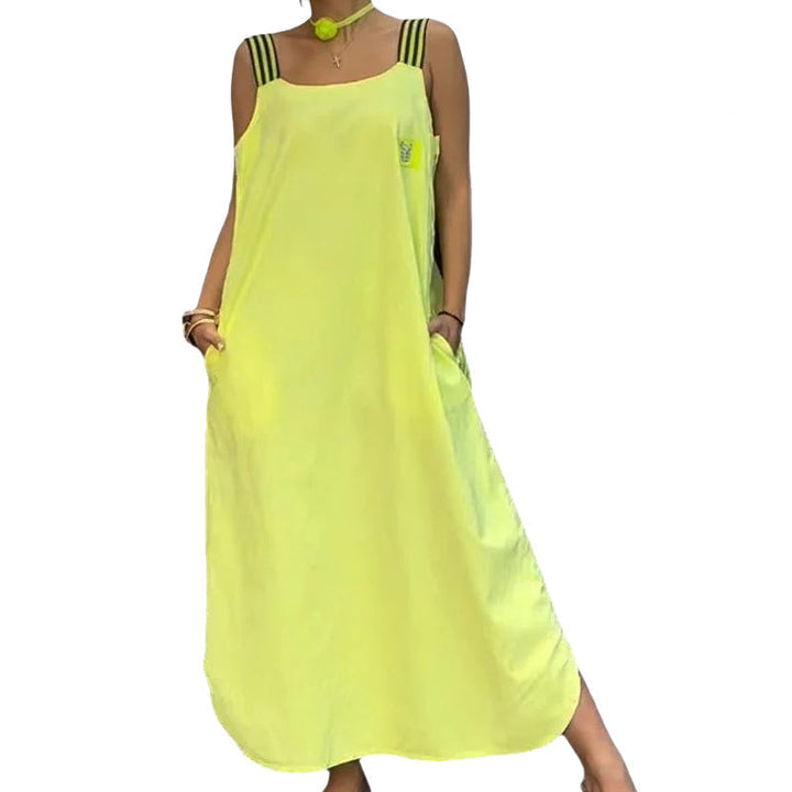 Allyson - Wide Strap Maxi Dress With Pockets