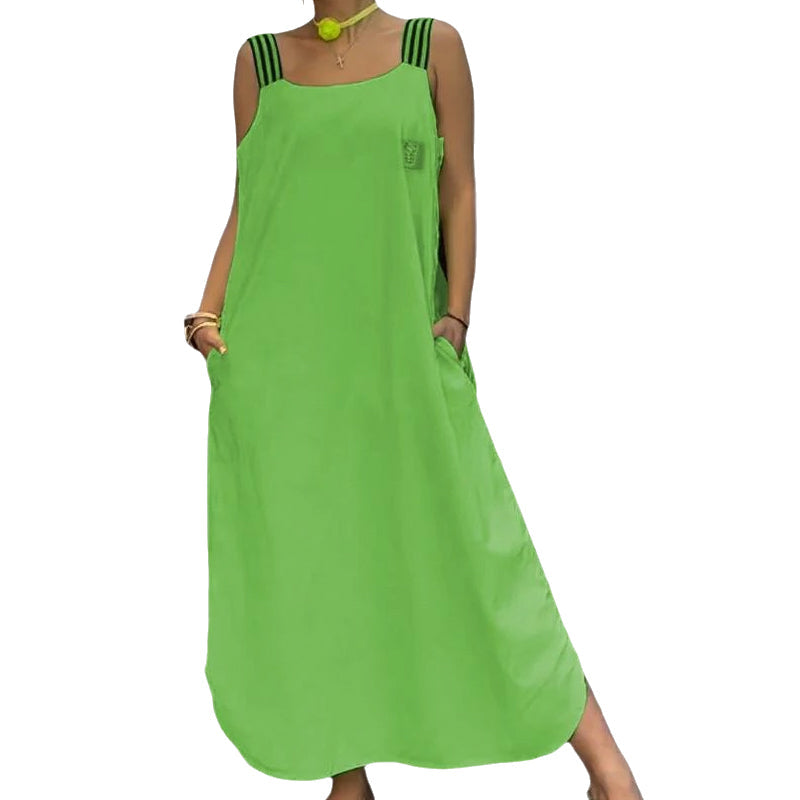 Allyson - Wide Strap Maxi Dress With Pockets