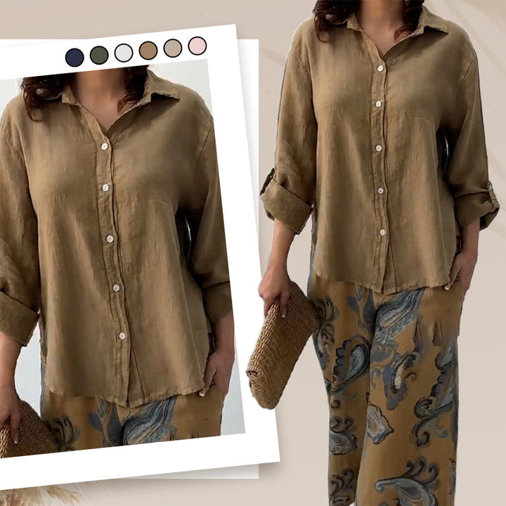 Naya™ - Comfy Blouse & High-Waist 2-Piece Set