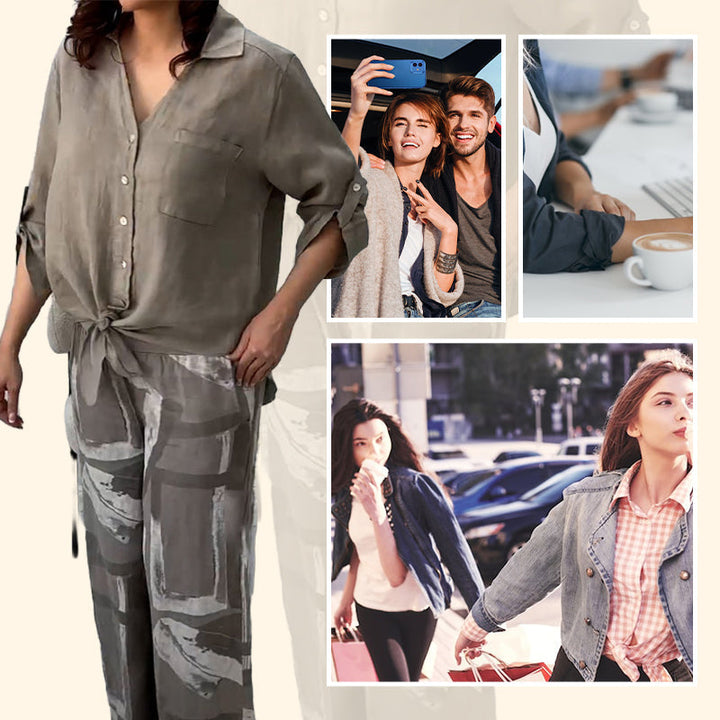 Naya™ - Comfy Blouse & High-Waist 2-Piece Set