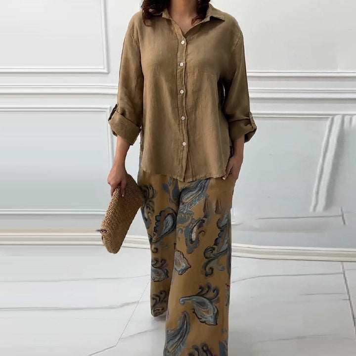 Naya™ - Comfy Blouse & High-Waist 2-Piece Set