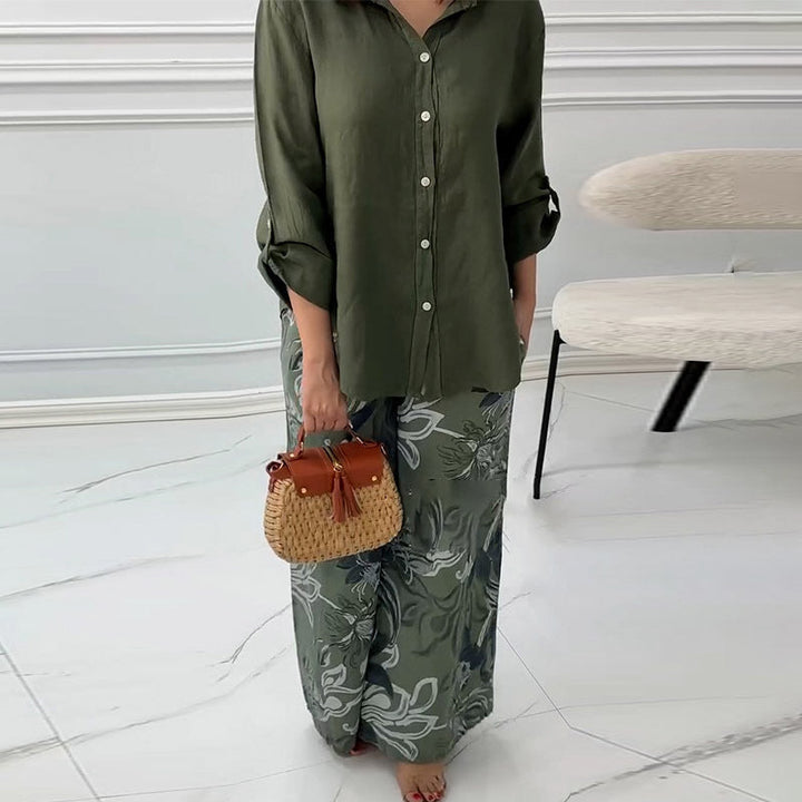 Naya™ - Comfy Blouse & High-Waist 2-Piece Set