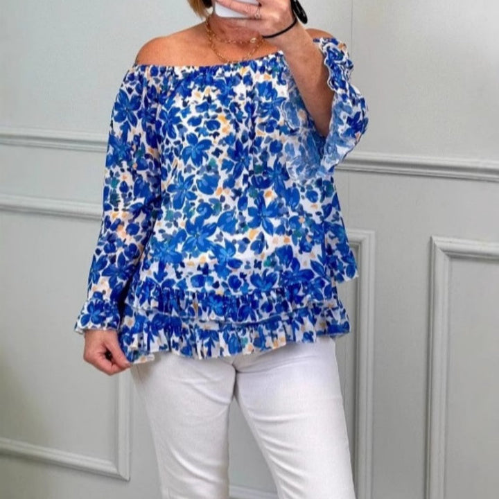 Women's Elegant Off-Shoulder Printed Top
