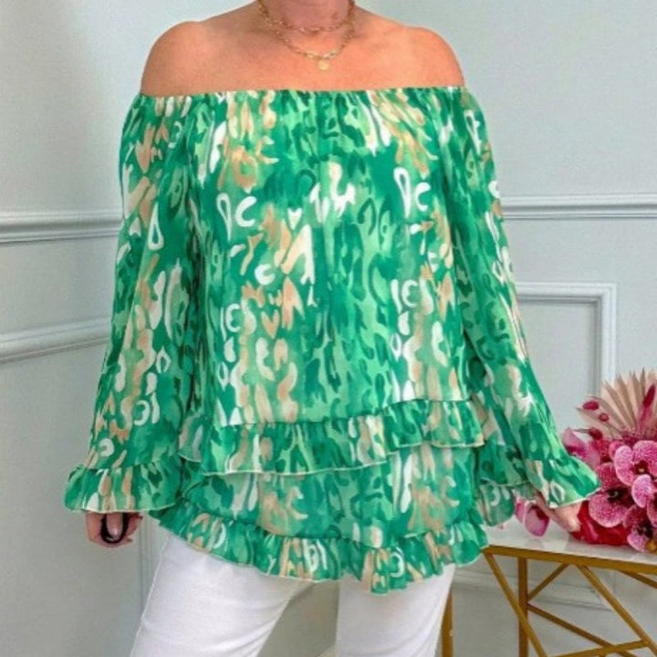 Women's Elegant Off-Shoulder Printed Top