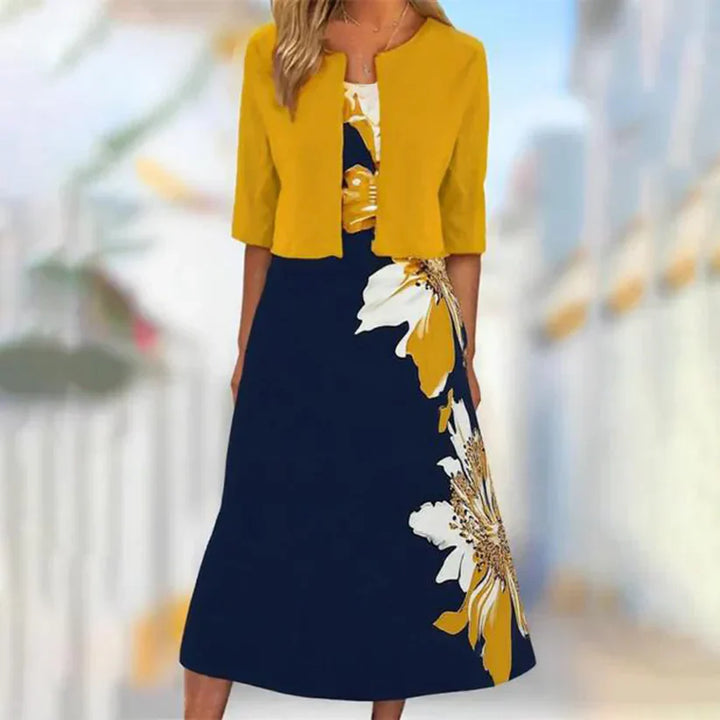 Monicca - Midi dress with unique print and jacket