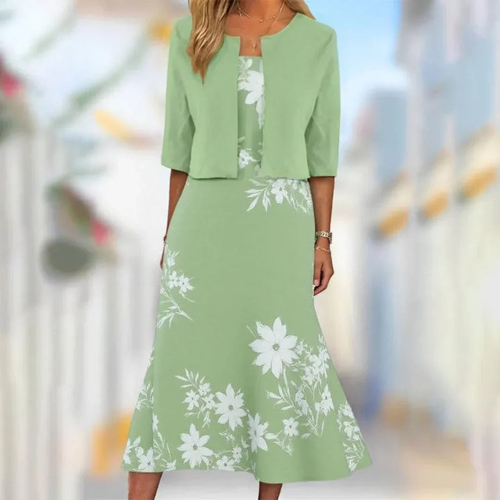 Monicca - Midi dress with unique print and jacket