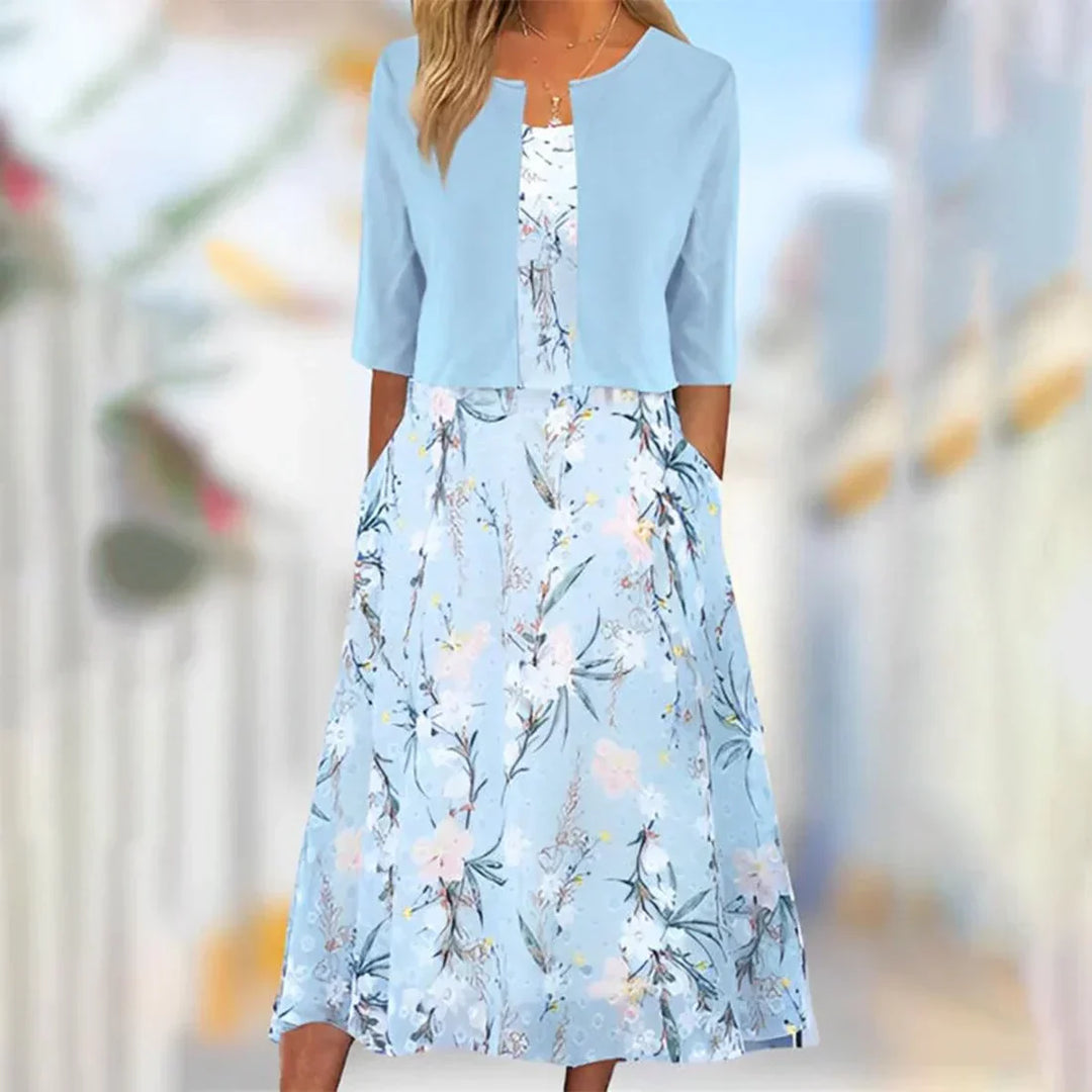 Monicca - Midi dress with unique print and jacket